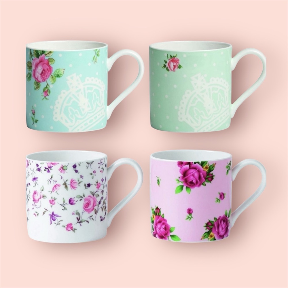 Royal Albert New Country Roses Tea Party Modern Mugs Set X 4 - Picture 2 of 7